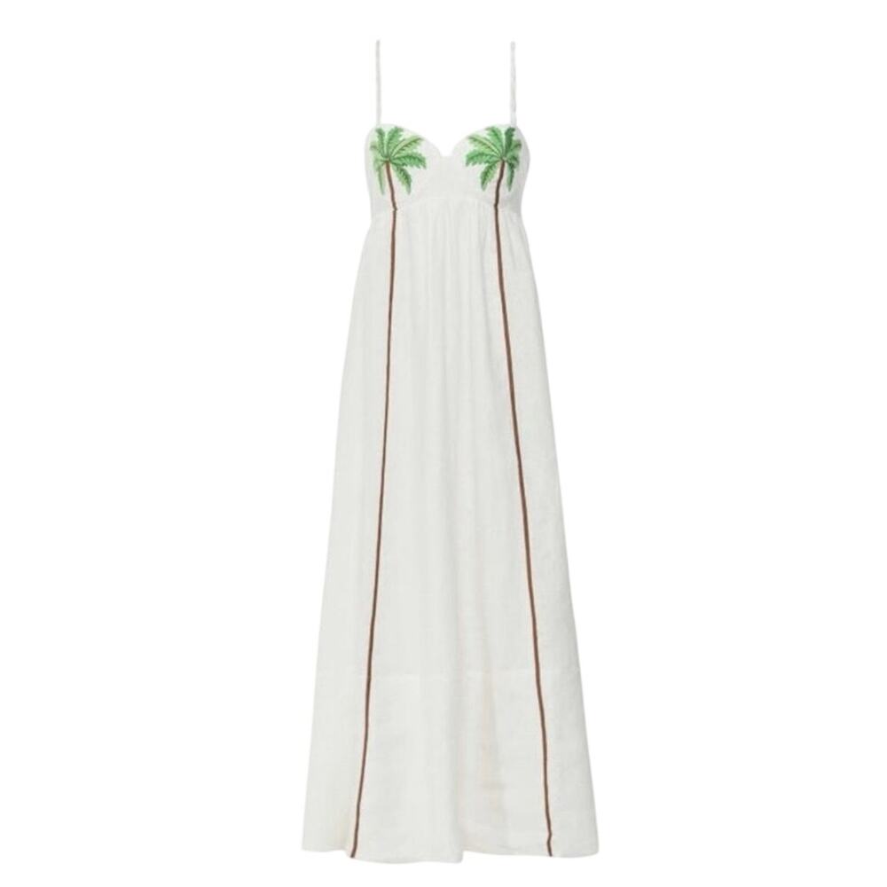 Palm tree summer light weight long Maxi dress Sz M